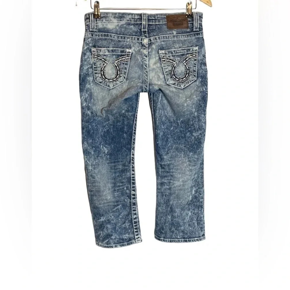 Big Star Liv Capri Jeans Size 28 Acid Wash Low Rise Embroidered Pockets Denim - Picture 4 of 9
